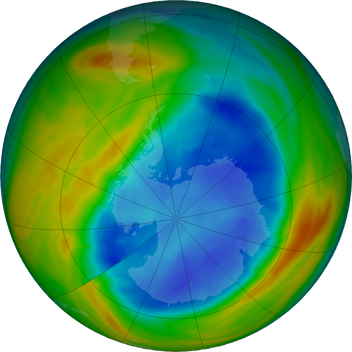 Antarctic ozone map for 27 August 2017